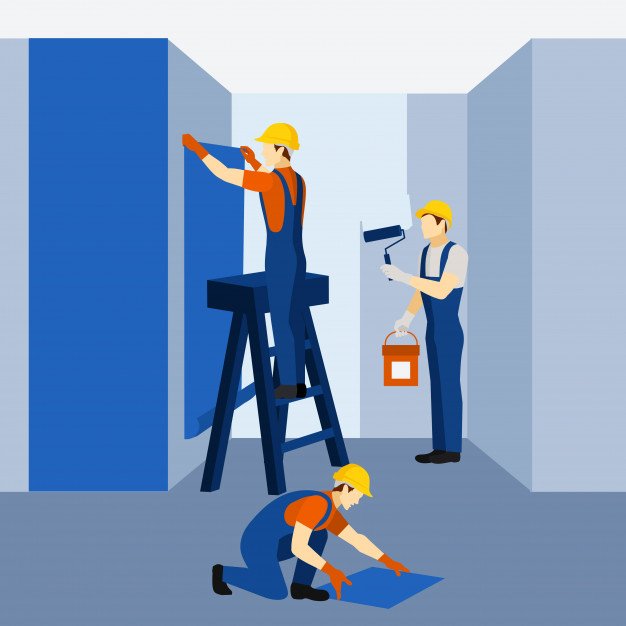 appartment-building-renovation-work-icon-poster